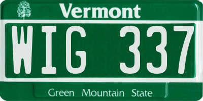 VT license plate WIG337