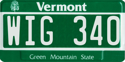 VT license plate WIG340