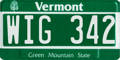 VT license plate WIG342