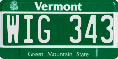 VT license plate WIG343