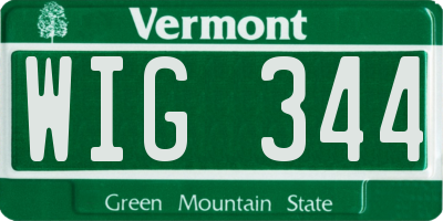 VT license plate WIG344