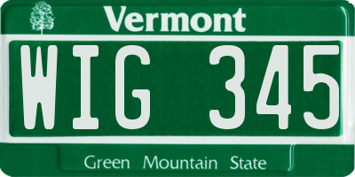 VT license plate WIG345