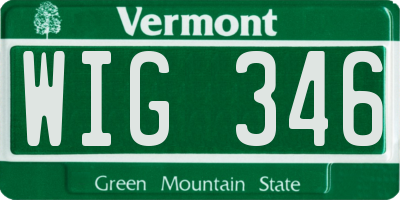 VT license plate WIG346