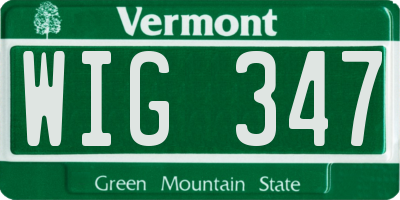 VT license plate WIG347
