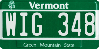 VT license plate WIG348