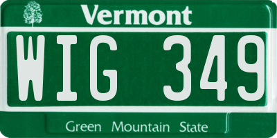 VT license plate WIG349