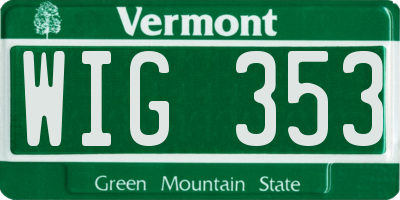 VT license plate WIG353