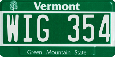 VT license plate WIG354