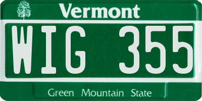 VT license plate WIG355