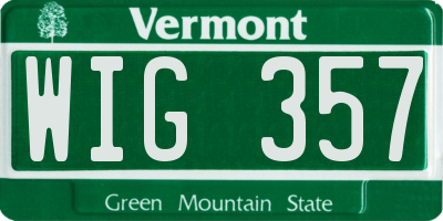 VT license plate WIG357