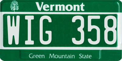 VT license plate WIG358