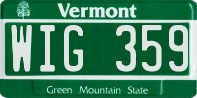 VT license plate WIG359