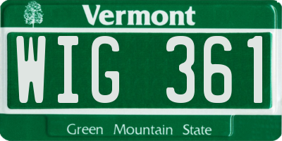 VT license plate WIG361