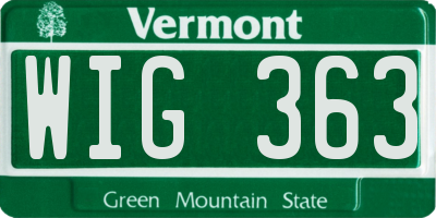 VT license plate WIG363