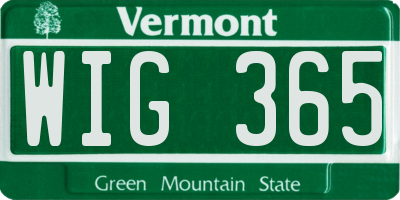 VT license plate WIG365