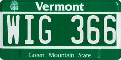 VT license plate WIG366