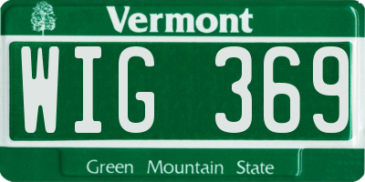 VT license plate WIG369