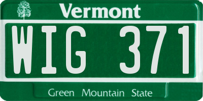VT license plate WIG371