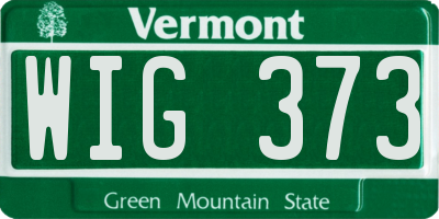 VT license plate WIG373