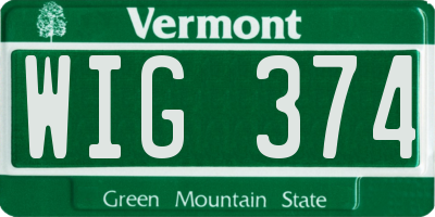 VT license plate WIG374