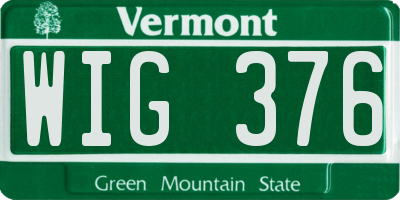 VT license plate WIG376