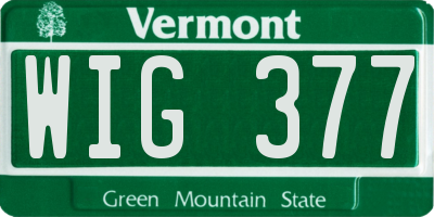 VT license plate WIG377