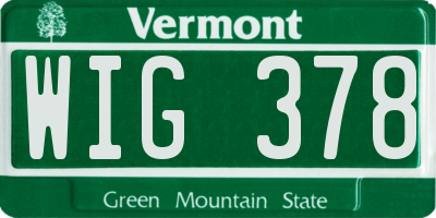 VT license plate WIG378