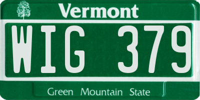 VT license plate WIG379