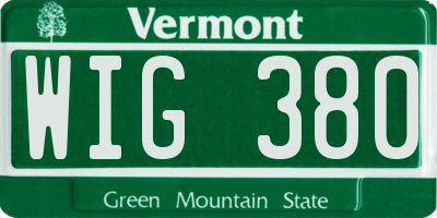 VT license plate WIG380