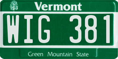 VT license plate WIG381