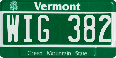 VT license plate WIG382