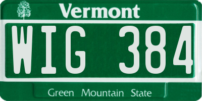 VT license plate WIG384