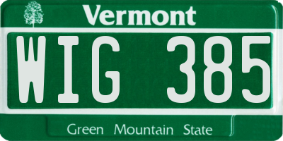 VT license plate WIG385
