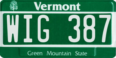 VT license plate WIG387
