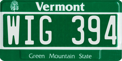 VT license plate WIG394
