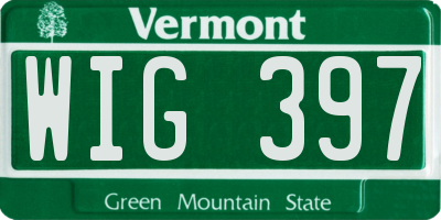 VT license plate WIG397