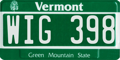 VT license plate WIG398