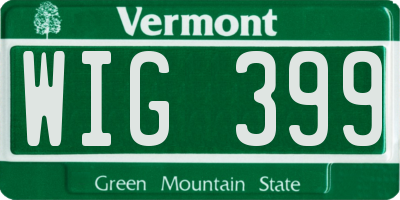 VT license plate WIG399