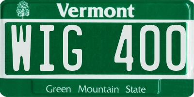VT license plate WIG400