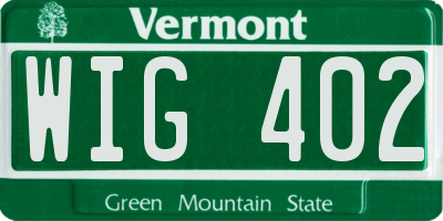 VT license plate WIG402
