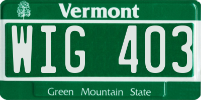 VT license plate WIG403