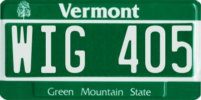 VT license plate WIG405