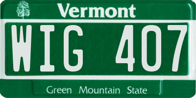 VT license plate WIG407