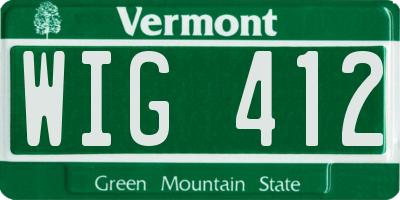 VT license plate WIG412