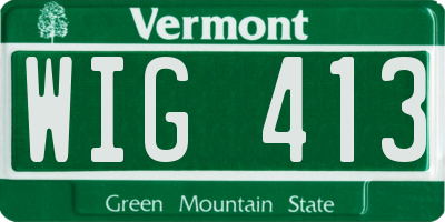 VT license plate WIG413