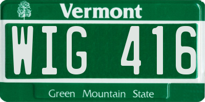 VT license plate WIG416