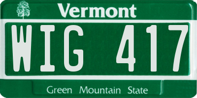 VT license plate WIG417