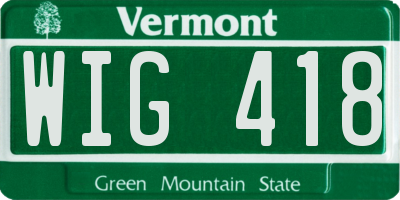 VT license plate WIG418