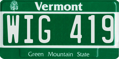 VT license plate WIG419