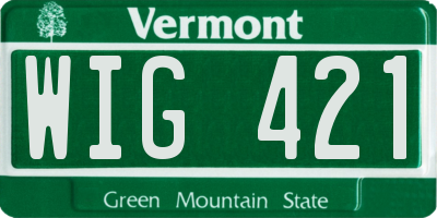 VT license plate WIG421